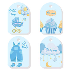 Cute blue gift tags for baby shower Its a boy