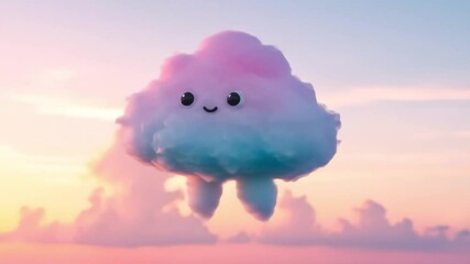 Cute cartoon cloud in the sky - Powered by Adobe