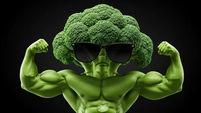 Broccoli bodybuilder flexing biceps