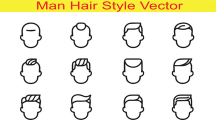 Man Hair Style Vector Illustration on white Background