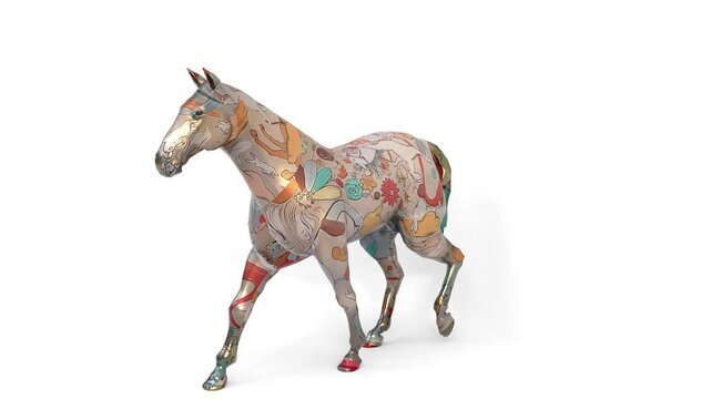 decorated horse running animation