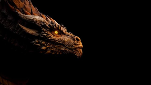 Golden-Eyed Dragon Breathing Fire in Darkness