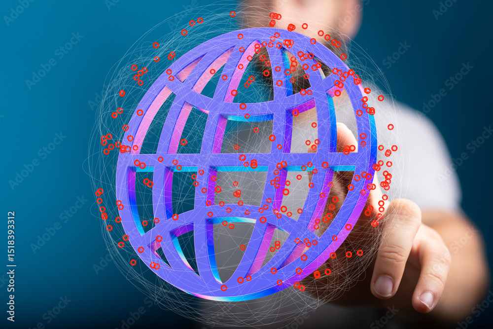 Aufkleber High-tech image of a global network, data exchange, and internet connection.