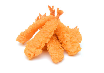 Stack butterfly shrimps on white background