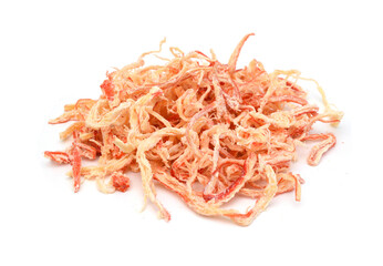 Dried squids on white background