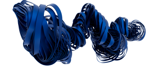High-resolution image of a swirling blue ribbon, perfect for backgrounds or abstract designs.