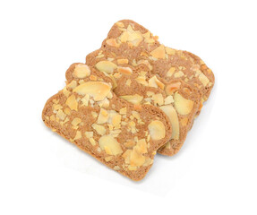 Small stack of macadamia nut and white chocolate cookies.