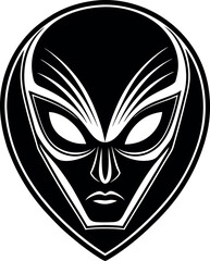 Y2k Alien Head Icon In Chrome Texture Shallotte on white background