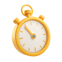 3d rendered yellow stopwatch showing time measurement against a black background