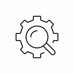 Security gear search icon vector sign