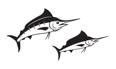 Obraz premium Big Marlin Fish silhouette icon vector