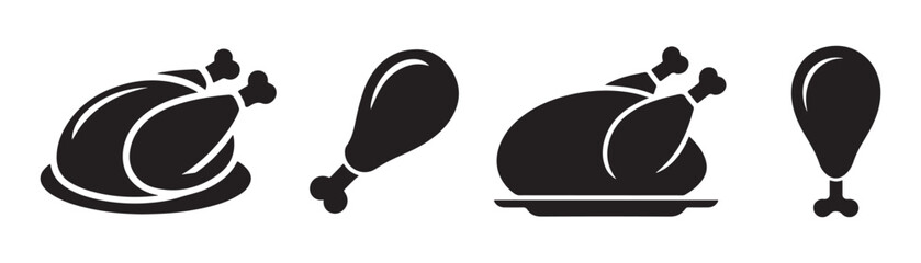 Chicken roast icon. Chicken, fried chicken leg. Chicken icon symbol. Vector illustration eps 10
