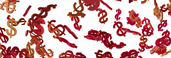 US Dollar sign symbols 3d close up