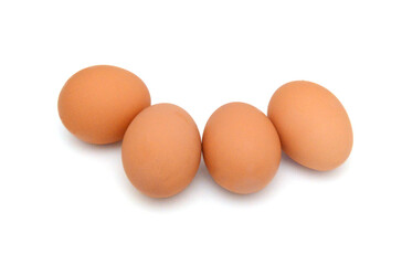 Raw eggs isolated on white background