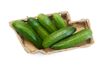 Cucumber and slices isolated on white background