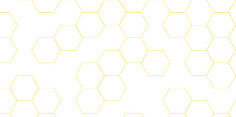 Geometric Vector seamless 3d creative white hexagons backdrop background. Hexagonal white hexagons honeycomb wallpaper. Golden hexagon honeycomb outline art for design element. 