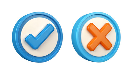 Fototapeta premium Approval and denial symbols illustrating concepts of right and wrong decisions and choices