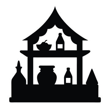 black shrine silhouette with offerings clip art preview
