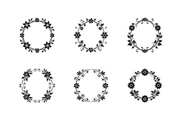 floral border with elegant details silhouettes vector