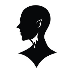 Elegant silhouette vampire woman profile blood
