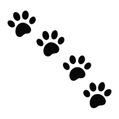 Four black paw prints diagonal line design