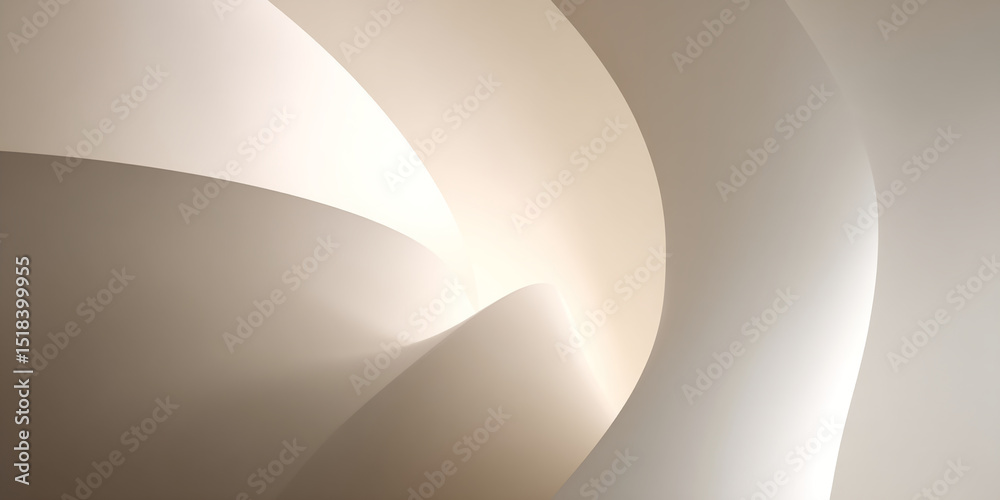 Poster Abstract image of beige and off-white curved shapes creating a smooth, flowing design, showcasing a modern and minimalist aesthetic suitable for background or presentation