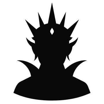 Mysterious silhouette of a crowned dark elf queen
