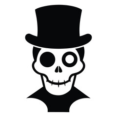 Elegant skull gentleman top hat monocle design