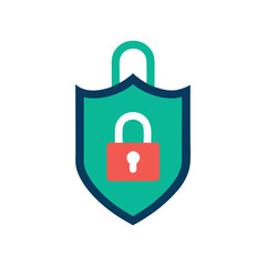 Cybersecurity Lock and Shield Icon Vector in Data Protection Security Design
