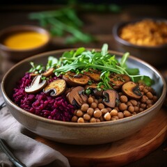  Bowl mit Pilzen, Linsen & Rote Bete