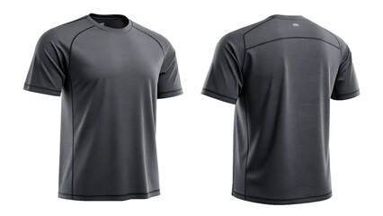 Front and back view of a professional gray sports tee shirt mockup for presentations