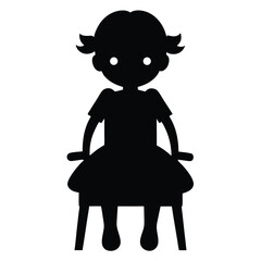 Little girl sitting in chair silhouette illustration