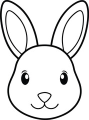 Obraz premium Adorable Bunny Rabbit Face Line Art Drawing for Coloring Pages and Cute Designs