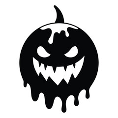 Spooky melting halloween pumpkin jack o lantern