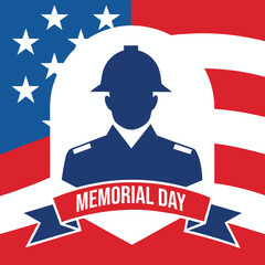 Fototapeta premium 4th July American soldier with flag vector illustration