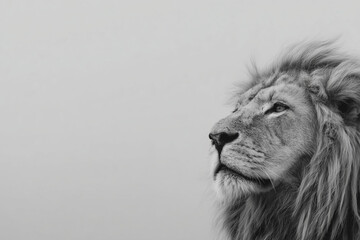 Black and white portrait of a lion