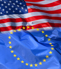 relations between the European Union and the United States symbolised by national flags
