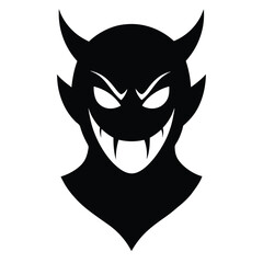 Silhouette of a devilish grinning face