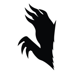 Monochrome silhouette of a clawed hand reaching