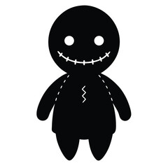 Spooky black voodoo doll halloween illustration