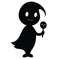 Cute ghost holding a smiling ice cream