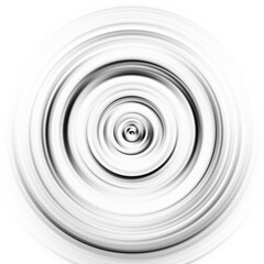 Black and white radial motion effect. Abstract rounded background. Grayscale curves and sphere.