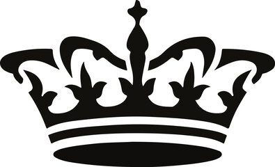 Elegant crown silhouette design in black displaying royalty and classic elements for visual use