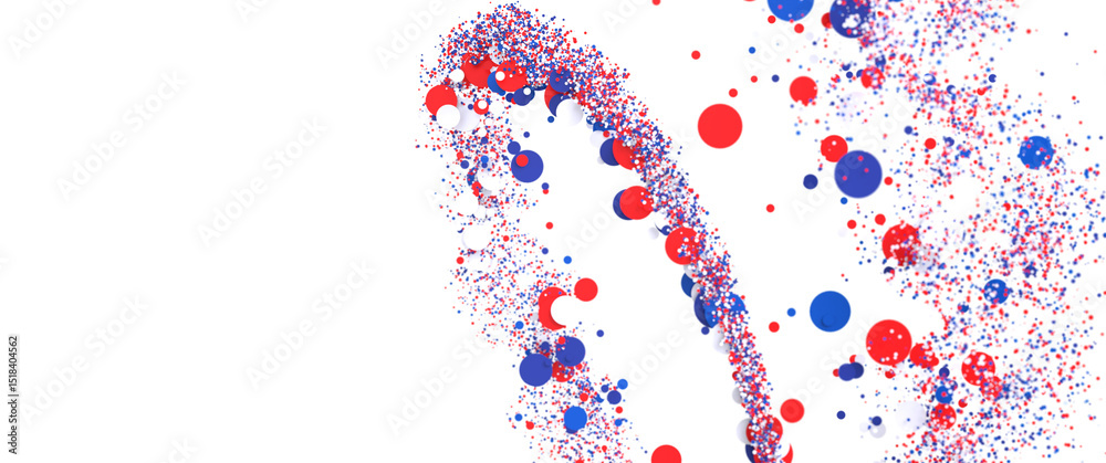 Poster festive background with confetti in the shape of stars in the color of the american flag.