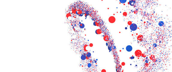 Festive background with confetti in the shape of stars in the color of the American flag.