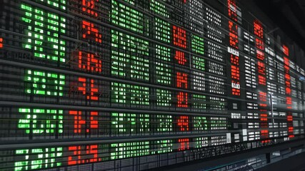 Scoreboard on the stock exchange. motion video. - Powered by Adobe