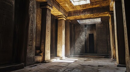 Interior of Hathor temple in Dendera, Qena, Egypt.
