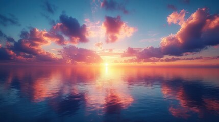 Fototapeta premium Sunset over calm ocean