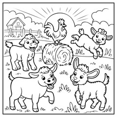 Obraz premium Coloring Page Outline Of a Cute Little Puppy With Their Pet