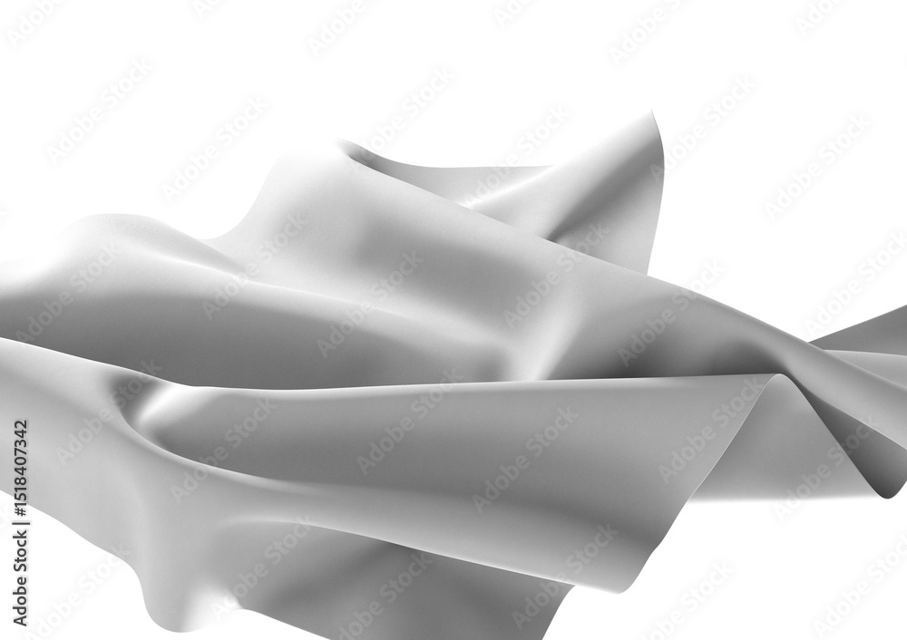 Poster A close-up of a white fabric draped softly against a dark background, creating a smooth, flowing curve.